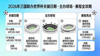 2026年三国联办世界杯关键日期主办球场与赛程全攻略