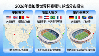 按主办国查看2026年美加墨世界杯赛程与球场分布报告