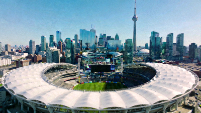 多伦多 BMO Field 球场全景，现代化设计与城市背景