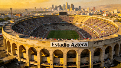 墨西哥城 Estadio Azteca 球场历史外观，巨大容量与传奇地位