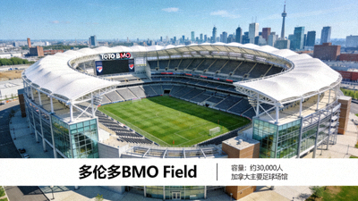 多伦多 BMO Field，加拿大主要足球场馆，容量约30,000人